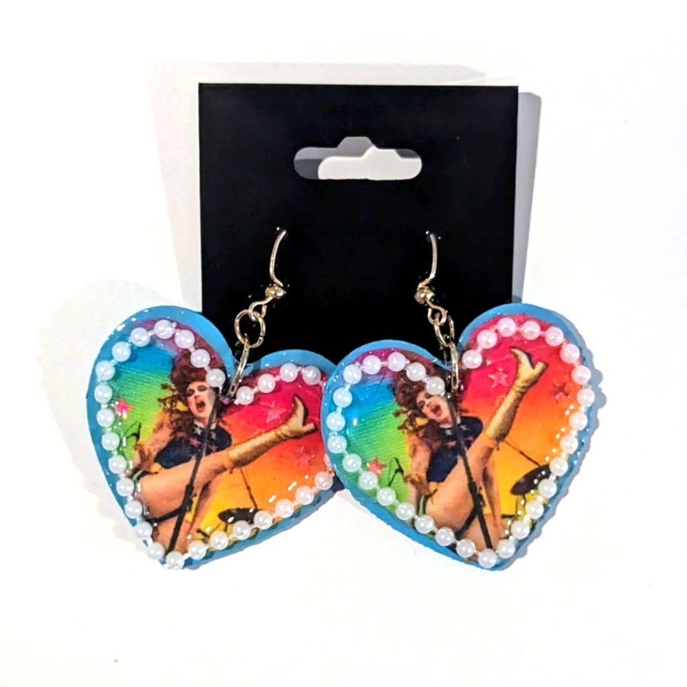 Chappell Roan Handmade Blue Heart Earrings
